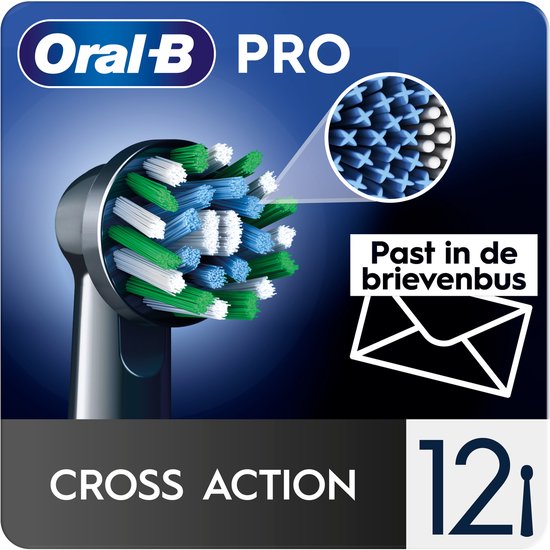 Oral-B Pro Cross Action Zwart Opzetborstels - 12 Stuks - Kartonnen Brievenbusverpakking