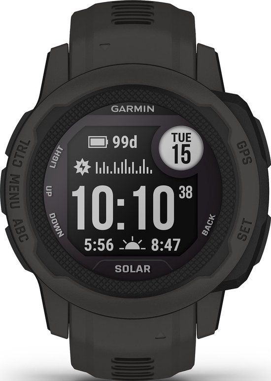Garmin Instinct 2S Solar - Sporthorloge met GPS - Smartwatch voor heren - Zon Oplaadbaar - 40mm - Graphite